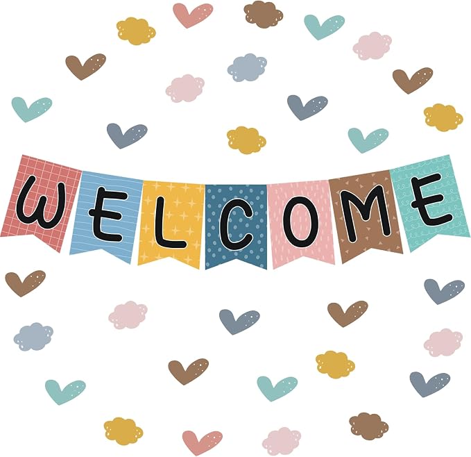 57pcs Boho Rainbow Welcome Banner Welcome Bulletin Board Set by BelleAngle