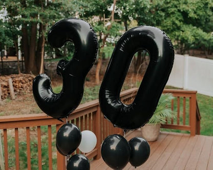 40 inch Black 3 Number Balloon Giant Foil Helium Balloons Black Large Digital - Image 6