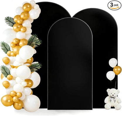 Hemmotop Wrinkle Free Black Arch Backdrop Cover Set of 3-6ft, 4ft | Stretchy by Hemmotop