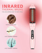 DORISILK Infrared Thermal Hair Brush for Sleek, Shiny Hair，1.5inch Heated Round Volumizer Faster Blowout, 5-Temp，Heated Round Brush for Curling and Straightening，Dual Voltage for Travel Using