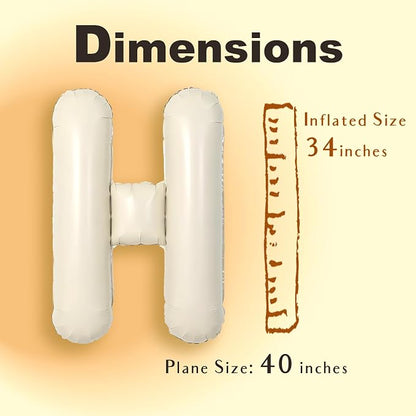 SUWEN 40 Inch Cream Large H Letter Balloons Big Foil Helium A-Z | Jumbo Mylar - Image 6