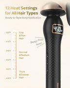 Professional Curling Iron 2 Inch, Large Barrel Curling Wand for Long Hair, MCH Heating with 12 Temperature, Dual Voltage, Black