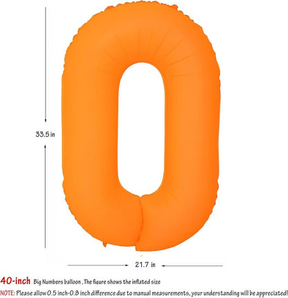 Orange Birthday Number 0 Balloon 40 inch Fluorescent Orange Number 0 | Helium - Image 2