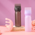 2 Pack Hair Oil Applicator Bottle for Scalp with Massage Comb,6 OZ Hair Oil Bottle with Root Comb for Scalp, Shampoo Scrubber Applicator,Hair Dye Tools(Black, purple)