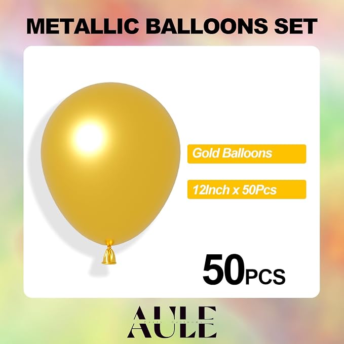 AULE 50Pcs Metallic 12 Inches Gold Chrome Helium Shiny Balloons | Chrome Helium - Image 5