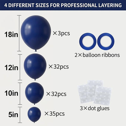 102pcs Navy Blue Balloons Garland Arch Kit, 18 12 10 5 Inch Balloons | Balloons - Image 2