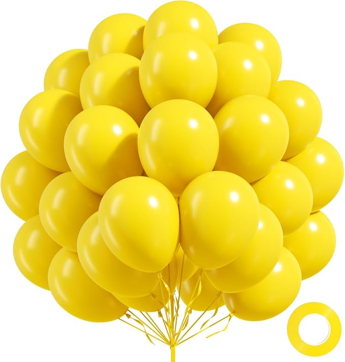 100 Pack Yellow Balloons 12 inch, Graduation, Baby Shower, Bee Party Decorations by FOTIOMRG