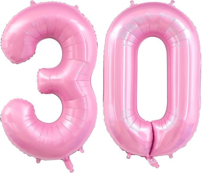 Pastel Pink 30 Balloon Number, 40 Inch Light Pink 30 Balloons Large Helium Foil by BBPOOL