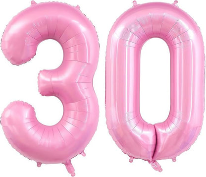 Pastel Pink 30 Balloon Number, 40 Inch Light Pink 30 Balloons Large Helium Foil by BBPOOL