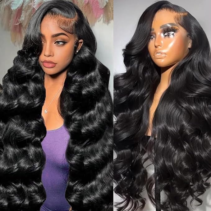 AMIRTY 250 Density 36 Inch13x6 Lace Front Wigs Human Hair Pre Plucked Real Virgin Human Hair Wig Invisilbe Hairline Tiny Knots Body Wave HD Lace Frontal Wigs 3X Longer Lifespan