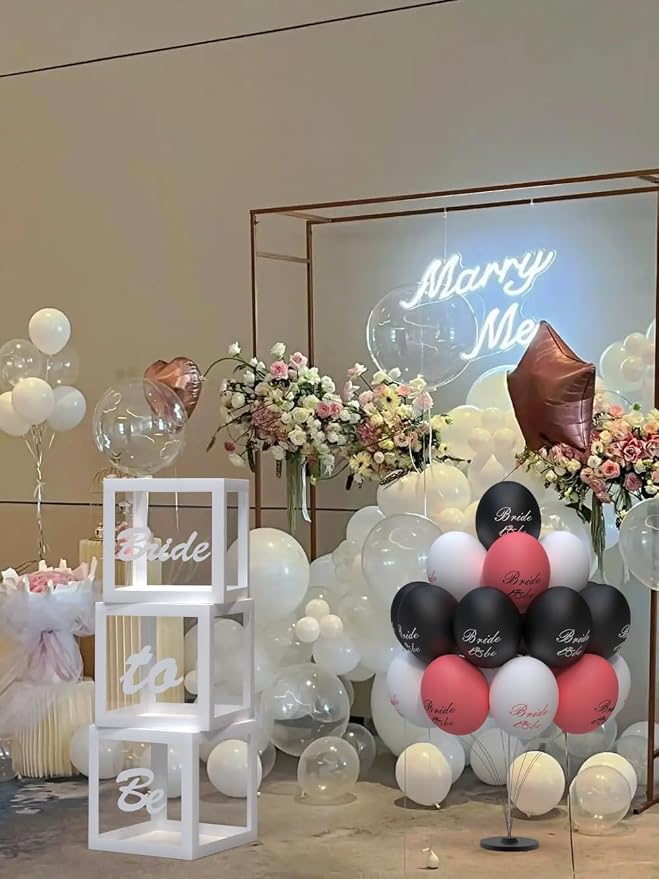 Transparent Wedding Balloon Boxes 3PCS White Bride to Be Balloon Boxes - Image 6