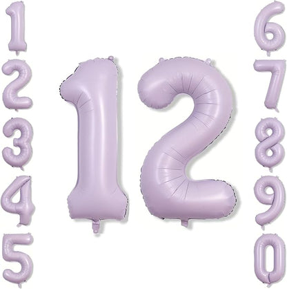 Cream Purple Number 12 Balloon 40 Inch, Foil Digits by Unknown