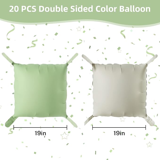 HILAVO Sage Green Square Foil Balloon Wall - Image 2