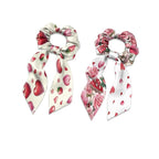 Heart Rose Mushroom Satin Hair Tie Thick Hair Valentine's Day Pack of 2 Knotted Bow Hair Scrunchies Elastic Hair Scarf Bow Scrunchy for Women