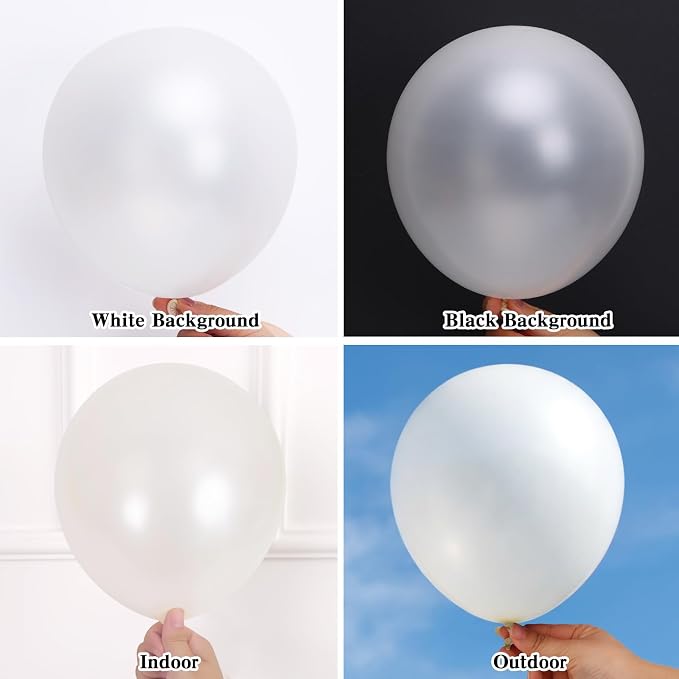 RUBFAC 135pcs Pearl White Balloons, Latex Balloon Different Sizes 18 12 10 5 - Image 4