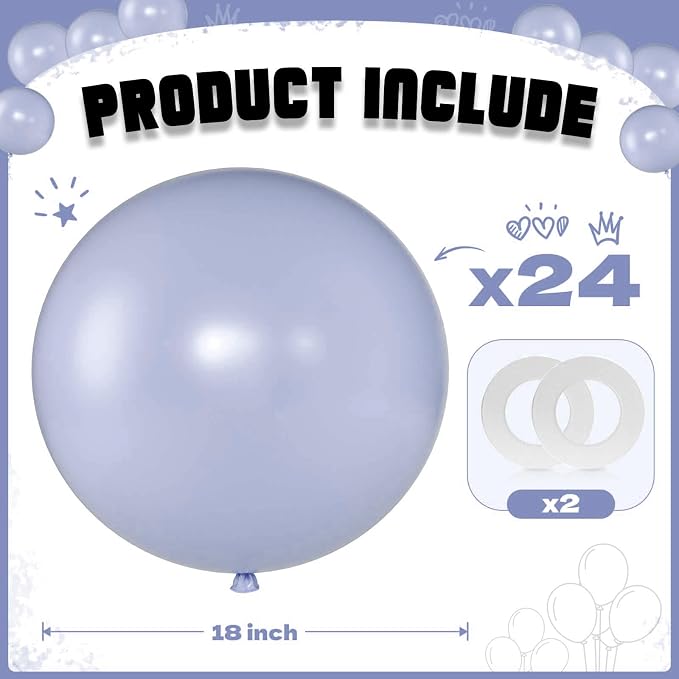 Pastel Gray Balloons 18 Inch 24 Pack Matte Helium Latex Round Balloons - Image 2