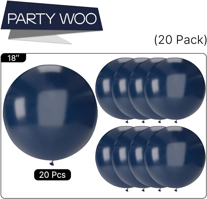PartyWoo Navy Blue Balloons 20pcs Dark Blue Helium Latex Balloons 18 Inch | - Image 5