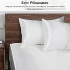 Lirex Satin Pillowcase for Hair and Skin, Super Soft and Cooling Similar to Silk, 2 Pack Standard Size 20"X 26" Pillow Cases with Envelope Closure, Gifts for Women Men, White
