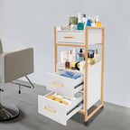 Salon Trolley with Wheels, 3 Drawers Salon Cart with Hair Dryer Holder Utility Salons Cabinet for Tools Storage at Barbershop Beauty Salons Tattoo Shop (White)
