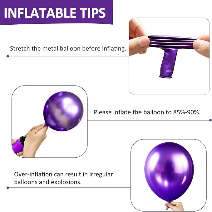 Firomi Metallic Chrome Purple Balloons 5-inch 100 Pack | Helium Small-Medium - Image 6