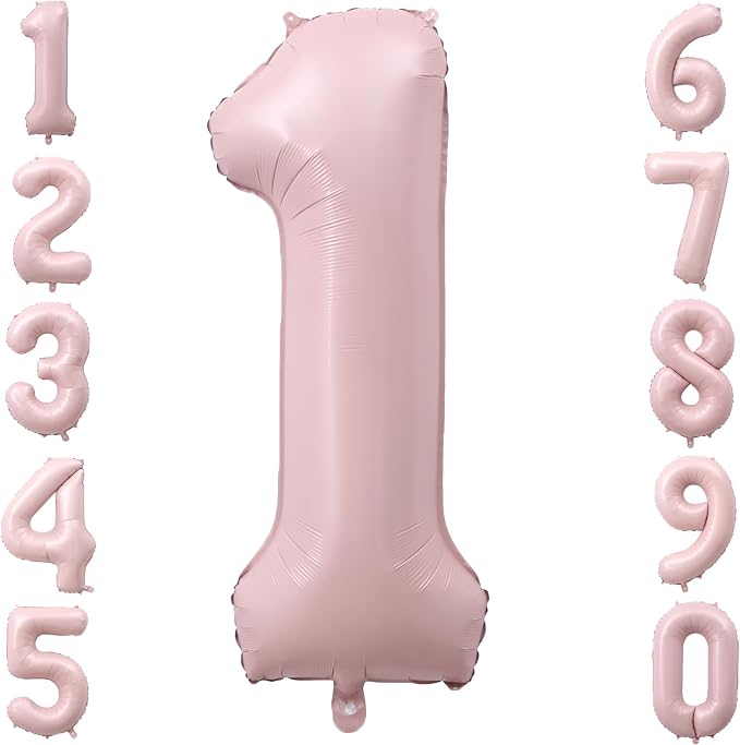 40 Inch Blush Pink Foil Number 1 Balloon by TNCDJKPA