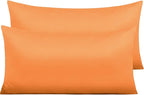 NTBAY Zippered Satin Pillow Cases for Hair and Skin, Luxury King Hidden Zipper Pillowcases Set of 2, 20x36 Inches, Orange