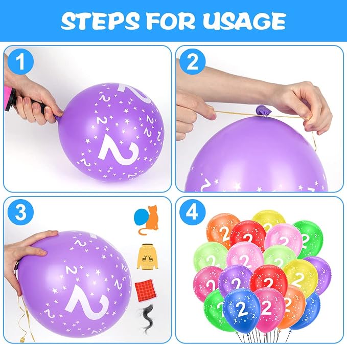 Ainiv 2nd Birthday Balloons 18PCS, 12inch Numbers Printed Latex Balloons | 2nd - Image 3