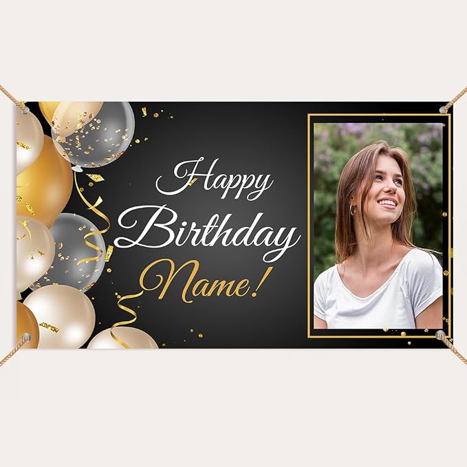 Generic Personalized Happy Birthday Banner, Customized by Custom