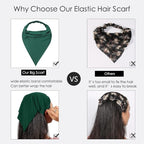 6 Pack Hair Scarf Headband for Women Elastic Bandana Head Scarf Large Boho Triangle Kerchief with Clips Non Slip Scarves