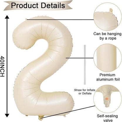 Beige 21st Birthday Balloons Number 21, 40 Inch Large Foil 1 & 2 Numbers - Image 2