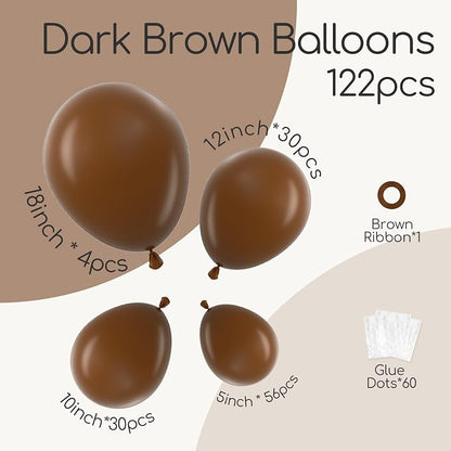Awenztech 122pcs Dark Brown Balloons, 18 12 10 5 inch Boho Balloons Different - Image 2