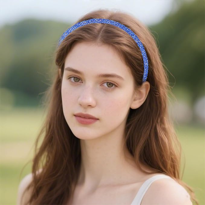 XIMA Crystal Glitter Headbands for Women and Girls, Multi-Color Fashion Hair Accessories, Non-Slip Design Pack of 12