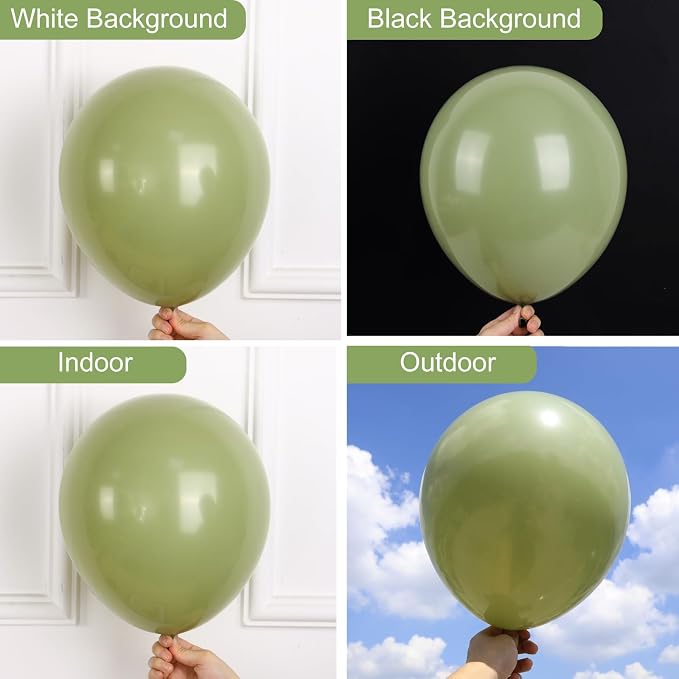 RUBFAC Sage Green Balloons 87pcs Different Sizes 18 12 10 5 Inches, Olive Green - Image 4