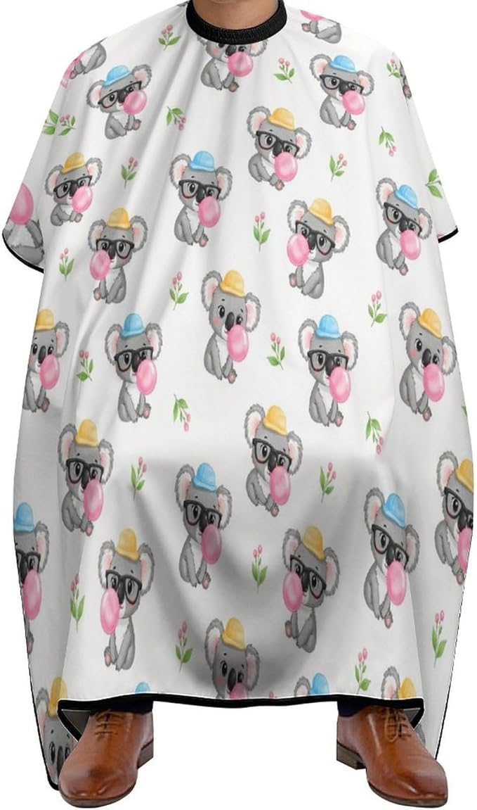 Extra Long Salon Cape, Bubble Gum Koala White Dyeing Salon Apron Shampoo Cutting Household Capes Wrap for Hair Salon