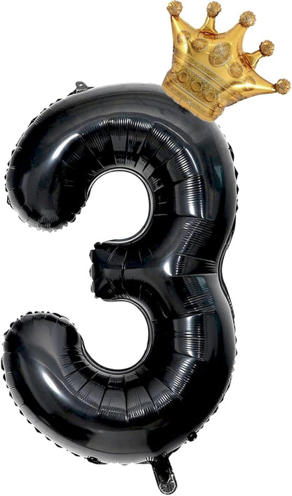 Black 3 Balloon Number, 40 inch Big 3th Birthday Balloon by Unknown