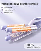 Waver Curling Iron Wand - BESTOPE PRO 5 in 1 Curling Wand Set with 3 Barrel Hair Crimper for Women, Fast Heating Crimper Wand Curler in All Hair Type, Women Gifts - Purple