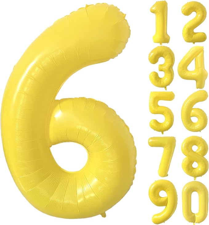 40 inch Yellow Number Balloon Giant Foil Helium Balloons Number 6 Balloon by Yeodong