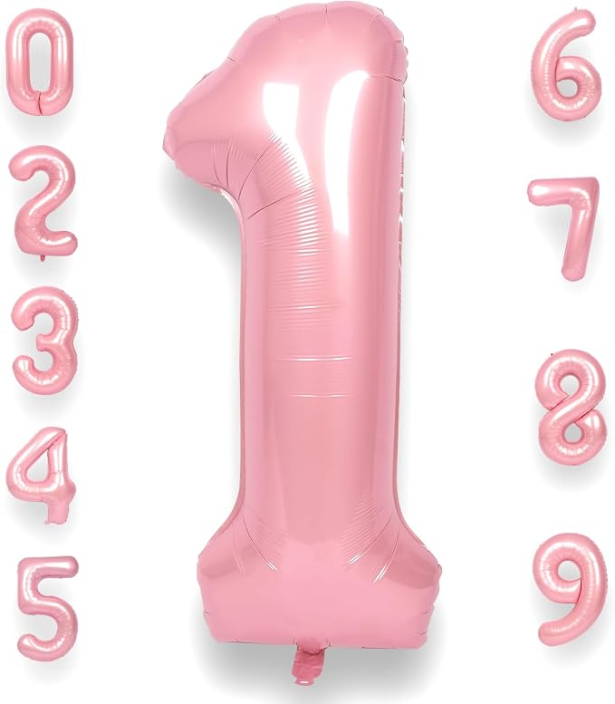 RainbowQ Pink 1 Balloon Number 40 Inch 0-40 Foil Large Balloons | Big Mylar 1 by RainbowQParty