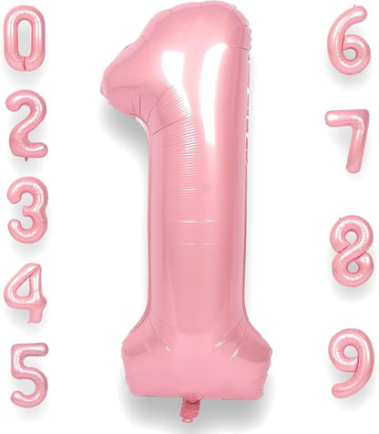 RainbowQ Pink 1 Balloon Number 40 Inch 0-40 Foil Large Balloons | Big Mylar 1 by RainbowQParty