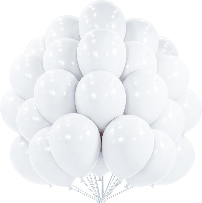 PartyWoo White Balloons 100pcs 12 Inch Latex Helium White Balloons | Wedding by PartyWoo
