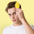 RHOS Mini Hair Brush for Women,Men and Kids-Travel Size Hair Brush for Purse,Pocket,backpack-Small Cushion Paddle Brush with Soft Bristles-Mini Detangler Brush for All Hair Types(1 Pack-Yellow)