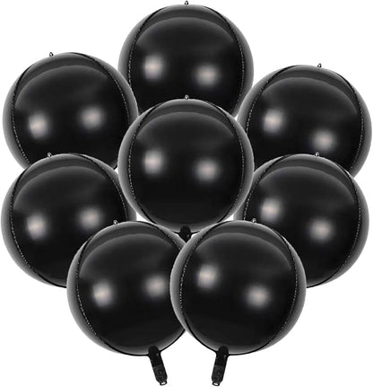 8 Pcs Black Round Foil Balloons 22 Inch 4D Black Mylar Orbz Round Balloons by YiYou