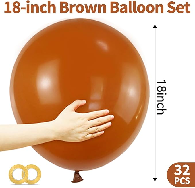 32Pcs Brown Big Balloons 18 Inch, Round Large Brown Latex Party Balloons - Image 3