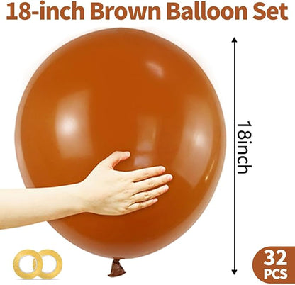 32Pcs Brown Big Balloons 18 Inch, Round Large Brown Latex Party Balloons - Image 3