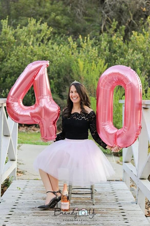 Number 14 Balloon 40Inch for 14 Year Old Birthday Decorations, Pearl Pink | - Image 3