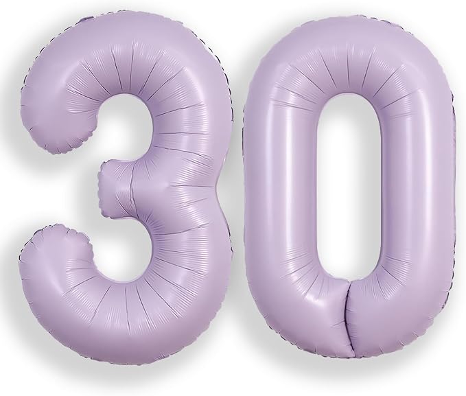 SUWEN 40 Inch Light Purple Lavender Big 30 Balloon Number Foil Helium 0-9 | by SUWEN