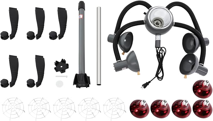 5-Head Salon Hair Steamer - 750W Infrared Heat Lamp, Standing Infrared Heater, Adjustable 47-63" Height for Perm & Hair Care (Black)
