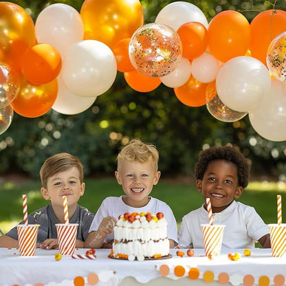 KBZVNAF Orange and White Latex Balloons 60 Pack 12 inch | Orange White Confetti - Image 3