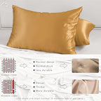 PROMEED 23 Momme Mulberry Silk Pillowcase for Hair and Skin - Both Sides Premium Natural Silk Pillow Case, Grade 6A+ Soft Cooling Pillow Cases, 1pc (King 20"x36", Gold)