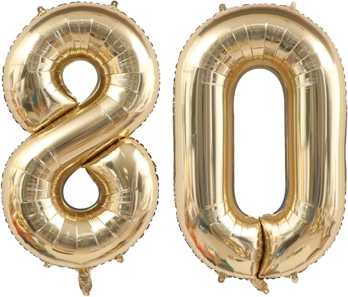 Light Gold Number 80 Balloon 40in White Gold 80 Foil Mylar Digital Balloon | by ANGEL+Q+HOUSE